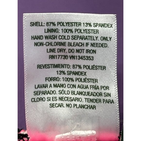 Wild Fable-Women's Ribbed High Waist High Leg Cheeky Bikini Bottom-Black/Pink-XS - Picture 10 of 12